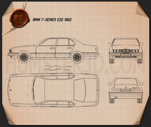 BMW 7 Series (E32) 1992 Blueprint