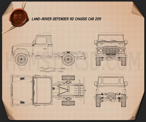 Land Rover Defender 110 Chassis Cab 2011 Blueprint