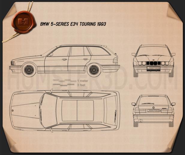 BMW 5-Series Touring (E34) Blueprints Vector Drawing Bmw 5 series
touring (e34) 1993 clipart and blueprint