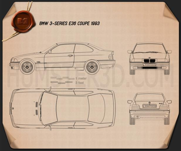 BMW 3 Series (E36) coupe 1994 PNG Clipart