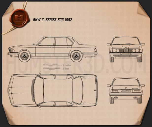 BMW 7 Series (E23) 1982 car clipart