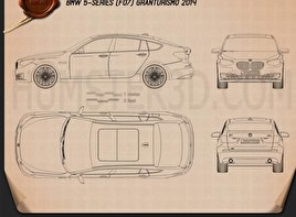 BMW 5 Series (F07) Gran Turismo 2014 car clipart