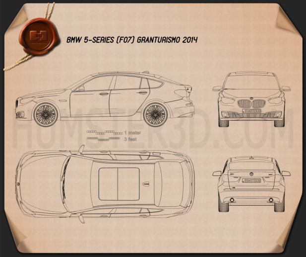 BMW 5 Series (F07) Gran Turismo 2014 Blueprint