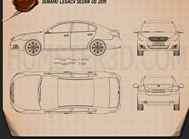 Subaru Legacy sedan US 2011 car clipart