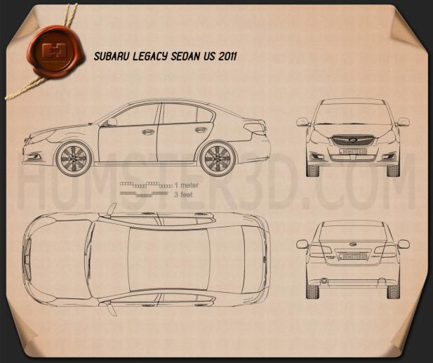 Subaru Legacy sedan US 2011 Clipart Image