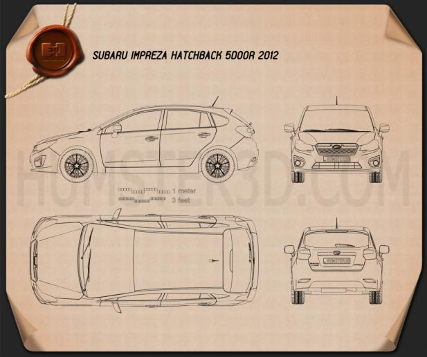 Subaru Impreza hatchback 2012 car clipart