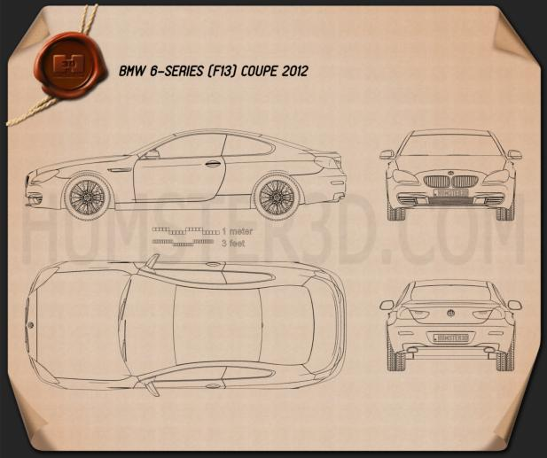 BMW 6 Series (F13) Coupe 2012 Clipart Image