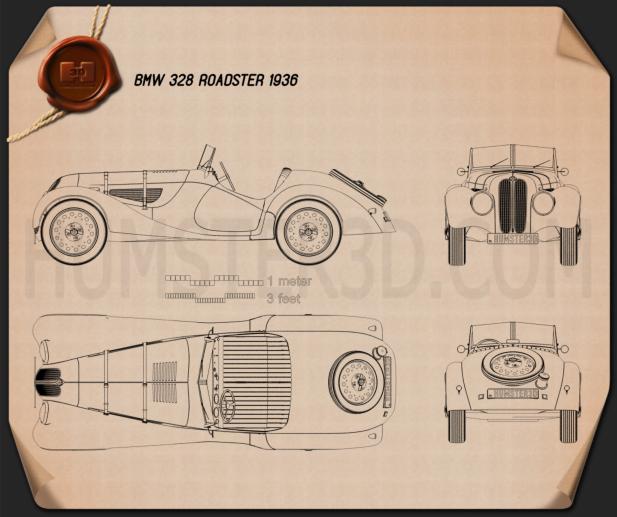 BMW 328 1936 Clipart and Blueprint - Download Vehicles Clip Art Images