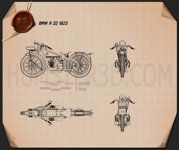 BMW R32 1923 Motorcycle clipart