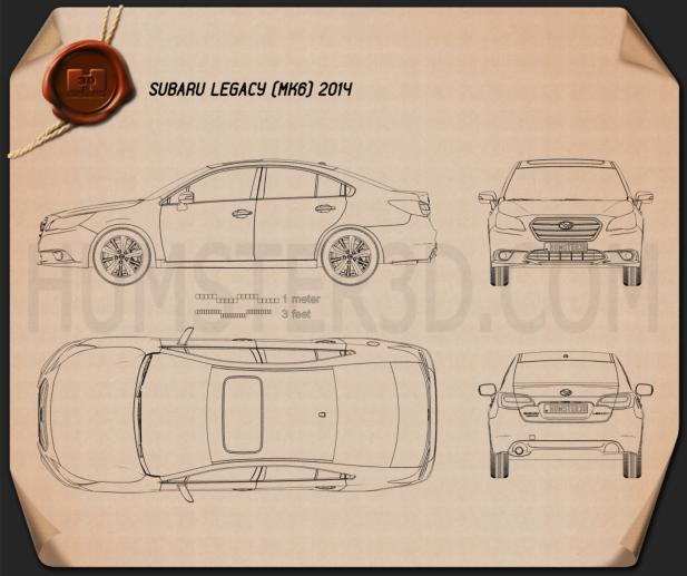 Subaru Legacy 2014 Clipart Image