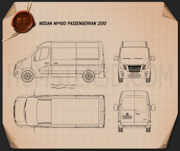 Nissan NV400 Passenger Van 2010 Blueprint