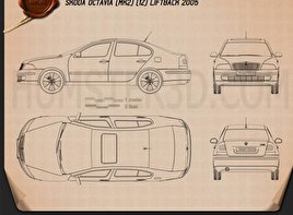 Skoda Octavia liftback 2005 car clipart