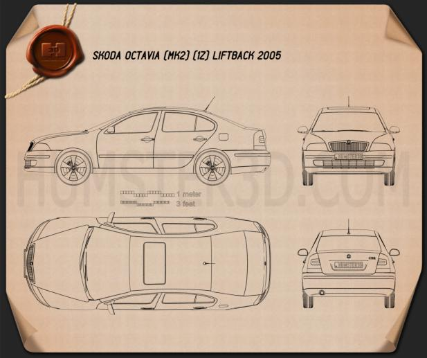 Skoda Octavia liftback 2005 car clipart