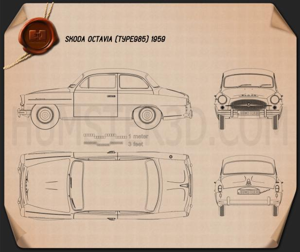 Skoda Octavia 1959 car clipart