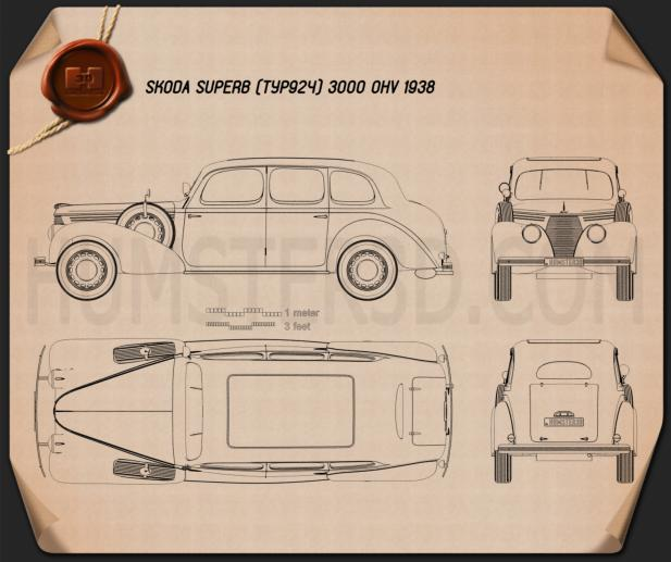Skoda Superb OHV 1938 Blueprint