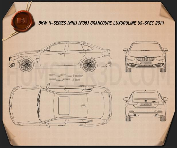 BMW 4 Series (F36) GranCoupe LuxuryLine US-Spez 2014 PNG Clipart