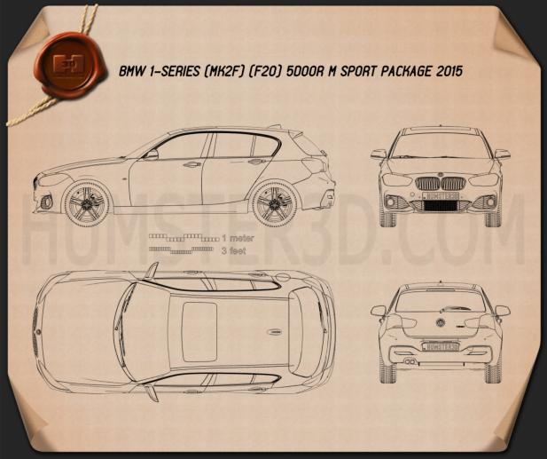 BMW 1 Series (F20) de 5 portas M Sport Package 2015 car clipart