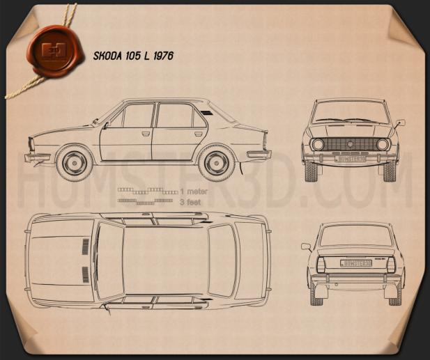 Skoda 105 L 1976 car clipart