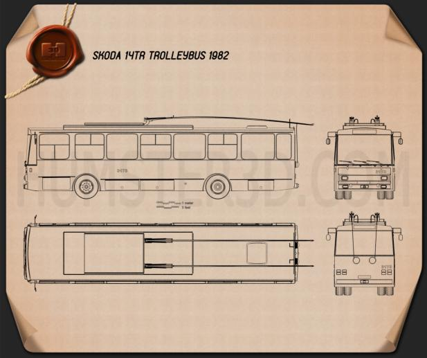 Skoda 14Tr Trolleybus 1982 clipart