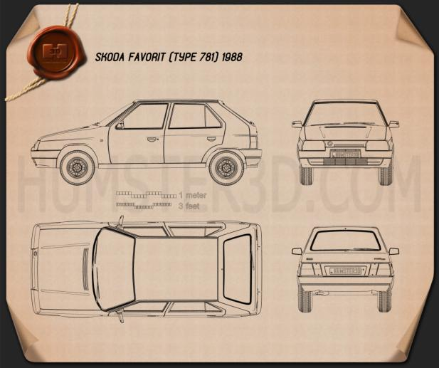 Skoda Favorit 1988 car clipart