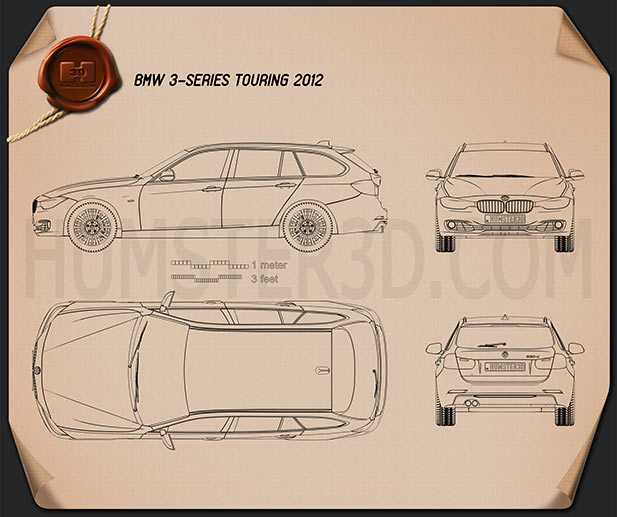 BMW 3 Series (F31) touring 2012 car clipart