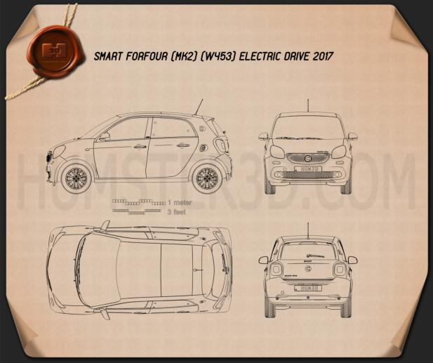 Smart ForFour Electric Drive 2017 car clipart