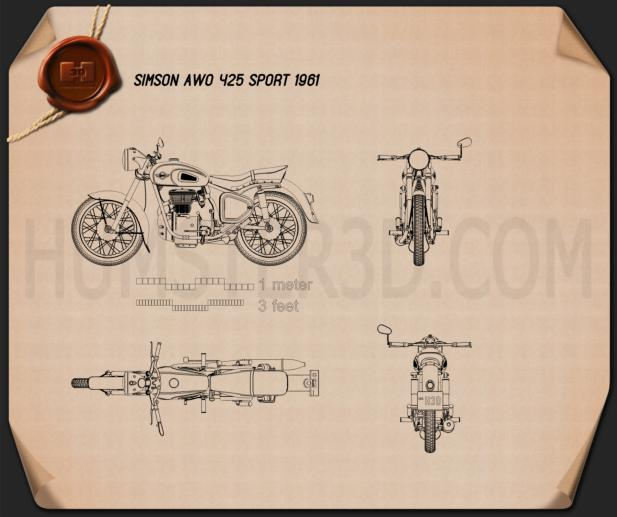 Simson AWO 425 Sport 1961 Motorcycle clipart