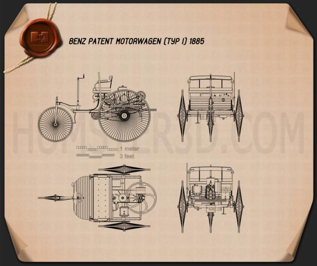 Benz Patent-Motorwagen 1885 car clipart