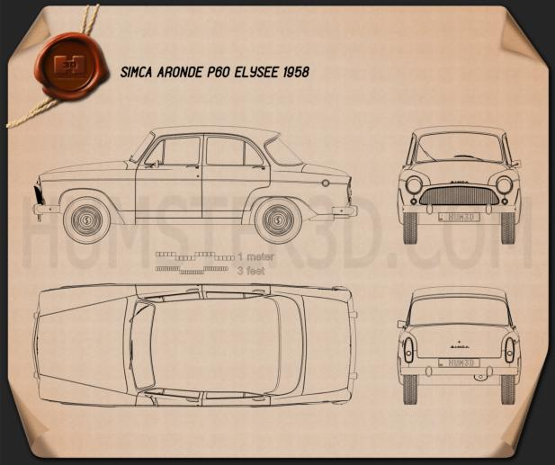 Simca Aronde P60 Elysee 1958 car clipart
