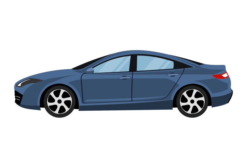 Sedan vista lateral Imagem Clipart