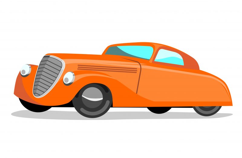 Orange Cartoon Classic Car Clipart Image