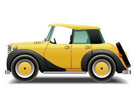 Amarelo Pequeno Carro clássico vista lateral