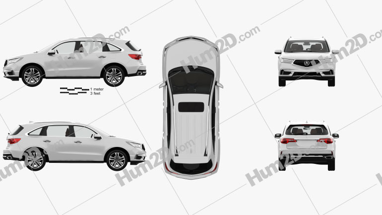 Acura MDX Sport Hybrid with HQ interior 2017 car clipart