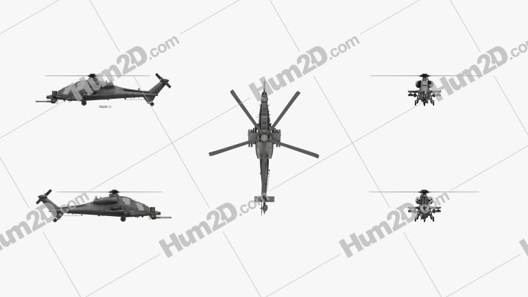 Agusta A129 Mangusta Military Attack Helicopter Blueprint