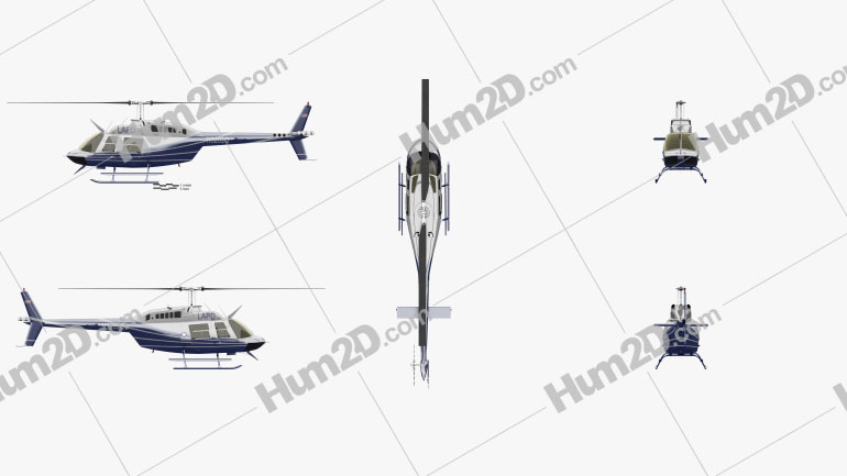 Bell 206 Helicóptero Utilitário Multiuso Blueprint