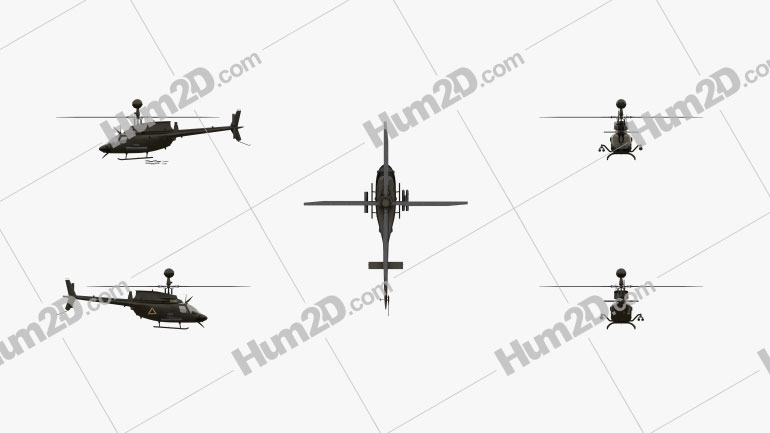 Bell OH-58 Kiowa Observation Military Helicopter Blueprint