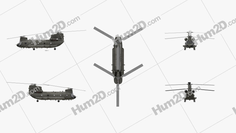Boeing CH-47 Chinook Transport Helicopter Blueprint
