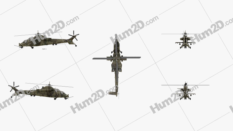 Denel Rooivalk Attack Helicopter Clipart Image
