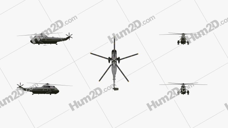 Marine One Sikorsky VH-3D Sea King Transport/President Helicopter Blueprint