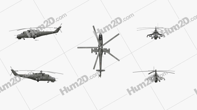 Mil Mi-24 Angriffshubschrauber Flugzeug clipart