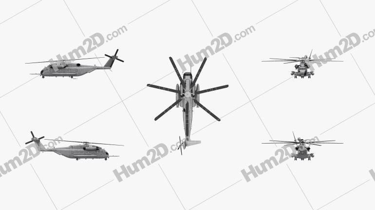 Sikorsky CH-53E Super Stallion Cargo Helicopter Blueprint