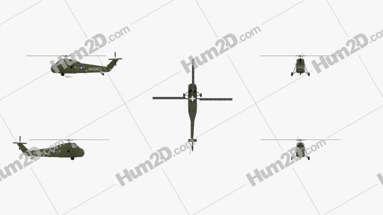 Sikorsky H-34 Militärhubschrauber Clipart Bild