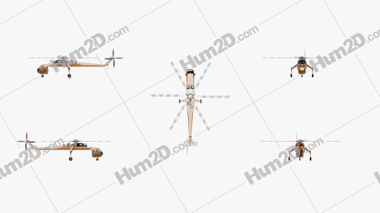 Sikorsky S-64 Skycrane Cargo Helicopter Clipart Image