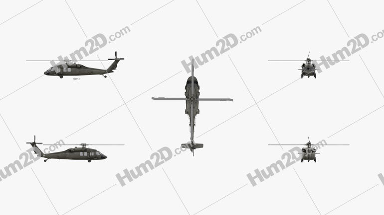 Sikorsky UH-60 Black Hawk Army Helicopter Clipart Image