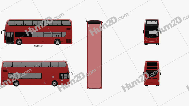 Alexander Dennis Enviro400H Double Decker Bus 2015 Blueprint