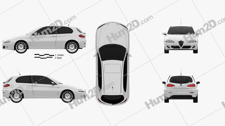 Alfa Romeo 147 3-door 2009 car clipart