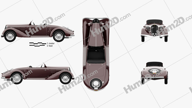 Alfa Romeo 6C 2300 S Touring Pescara Spider 1935 Blueprint