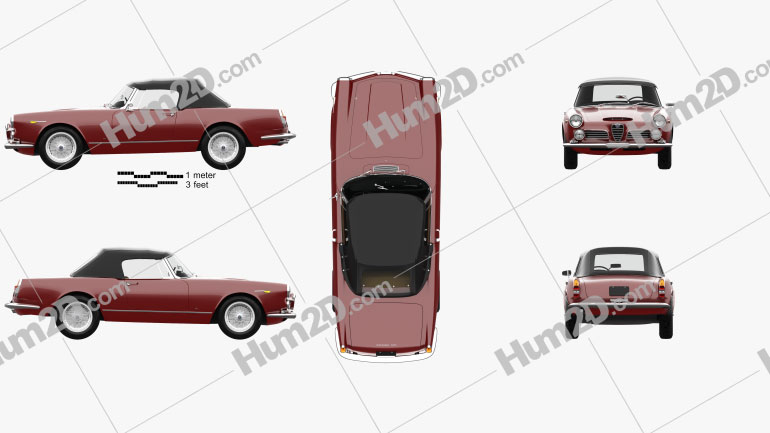 Alfa Romeo 2600 spider touring with HQ interior 1962 Blueprint