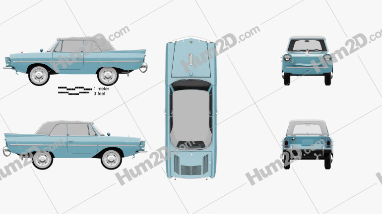 Amphicar 770 Convertible 1961 car clipart