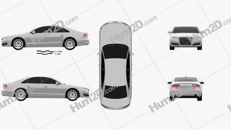 Audi A8 (D4) 2010 car clipart